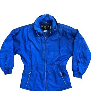 Vintage Obermeyer Ski Jacket Womens Size 8 Blue Jacquard 90s Chelsea Coat